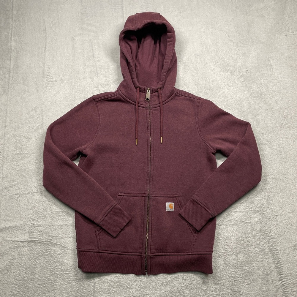 Carhartt Full Zip Hoodie Women XS Burgundy Relaxed Fit Sweatshirt